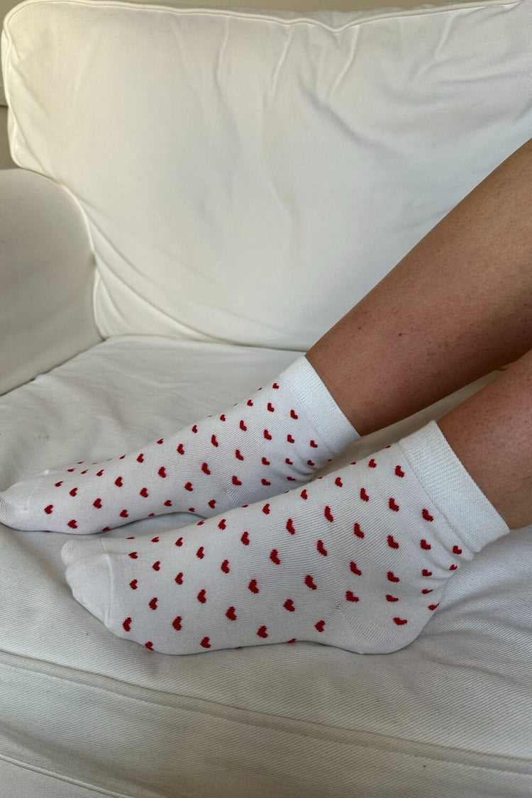 Heart Socks | White with Red Hearts