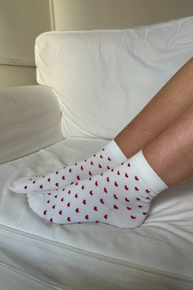 Heart Socks | White with Red Hearts