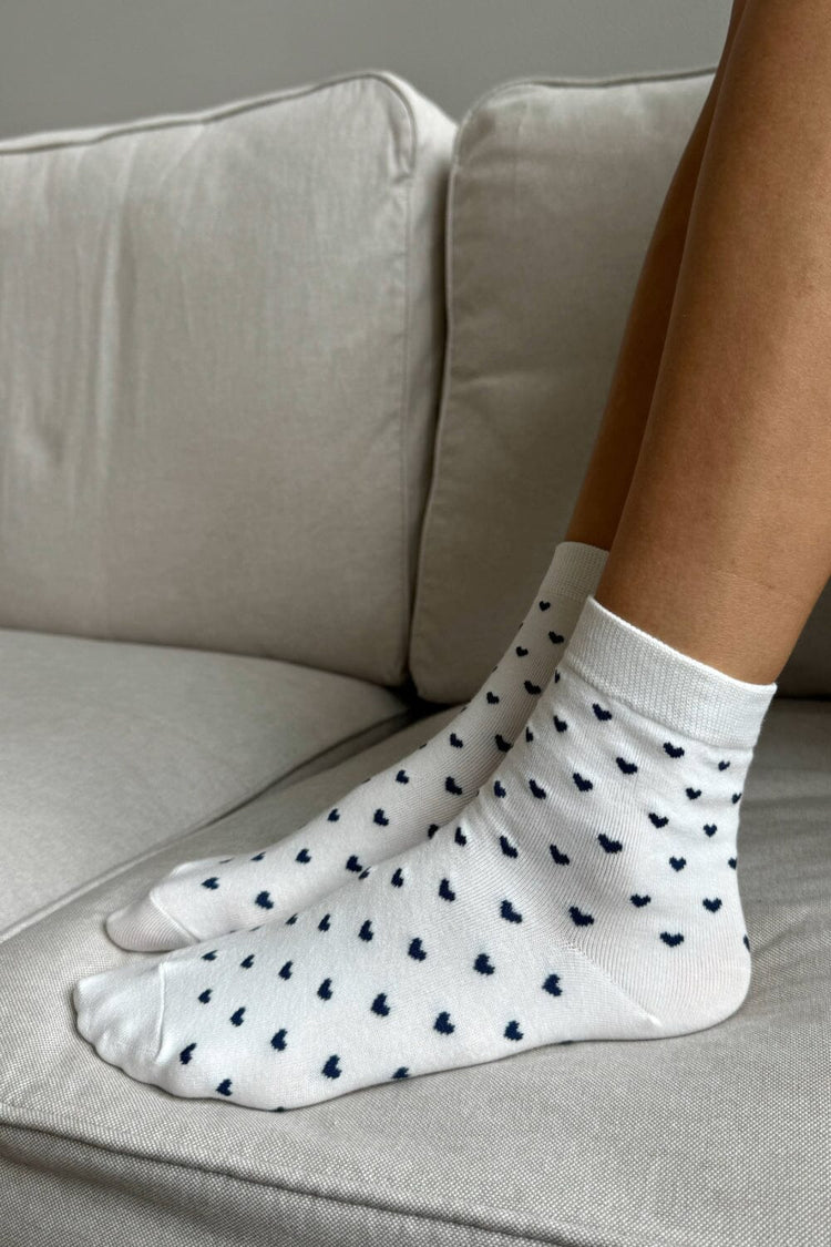 Heart Socks | White With Navy Hearts