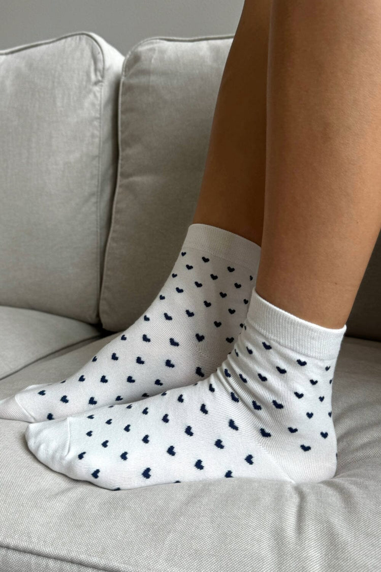 Heart Socks | White With Navy Hearts