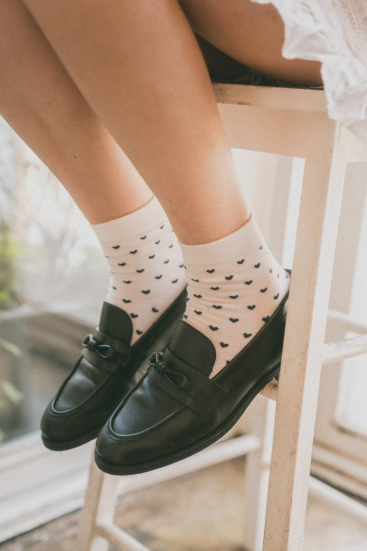 Heart Socks | White With Navy Hearts