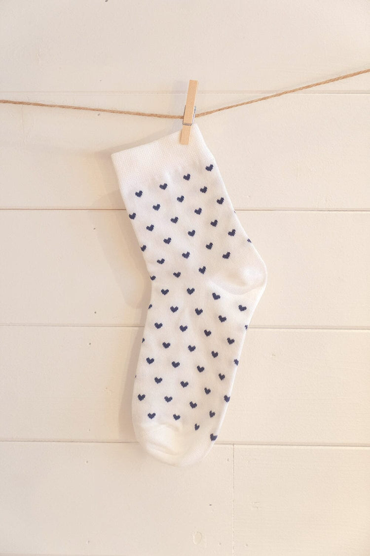 Heart Socks | White With Navy Hearts