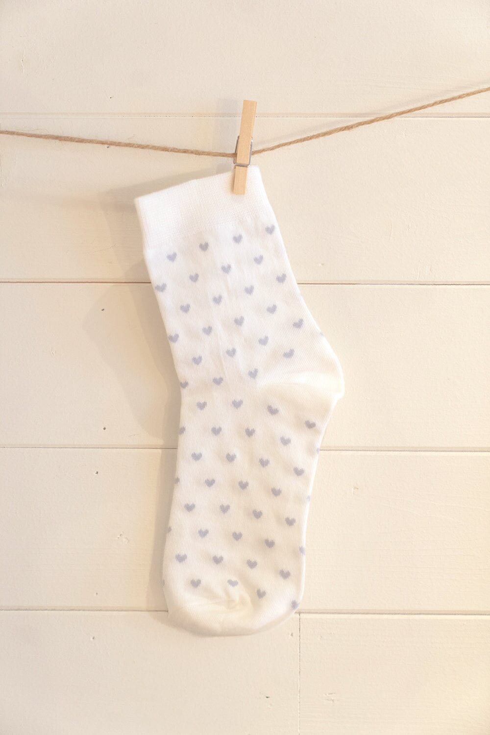 White With Light Blue Hearts