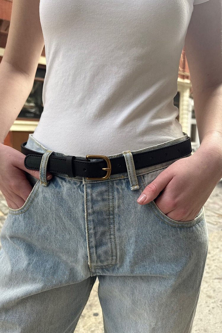 Faux Leather Buckle Belt | Gold