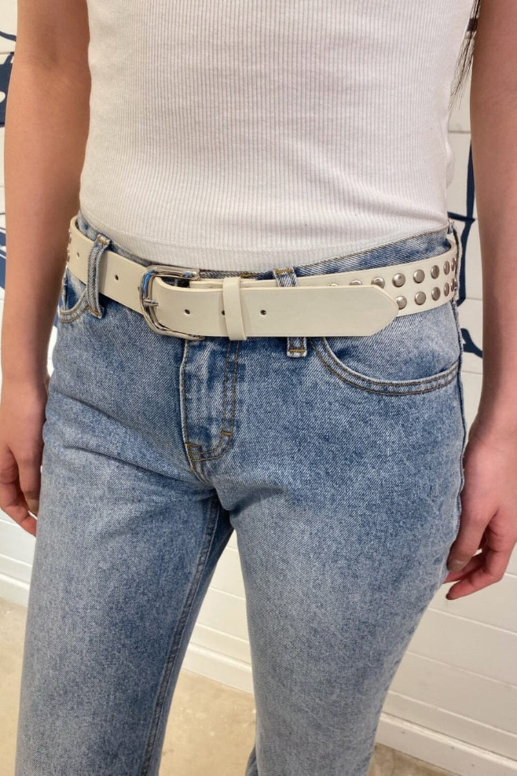 Faux Leather Buckle Belt | White