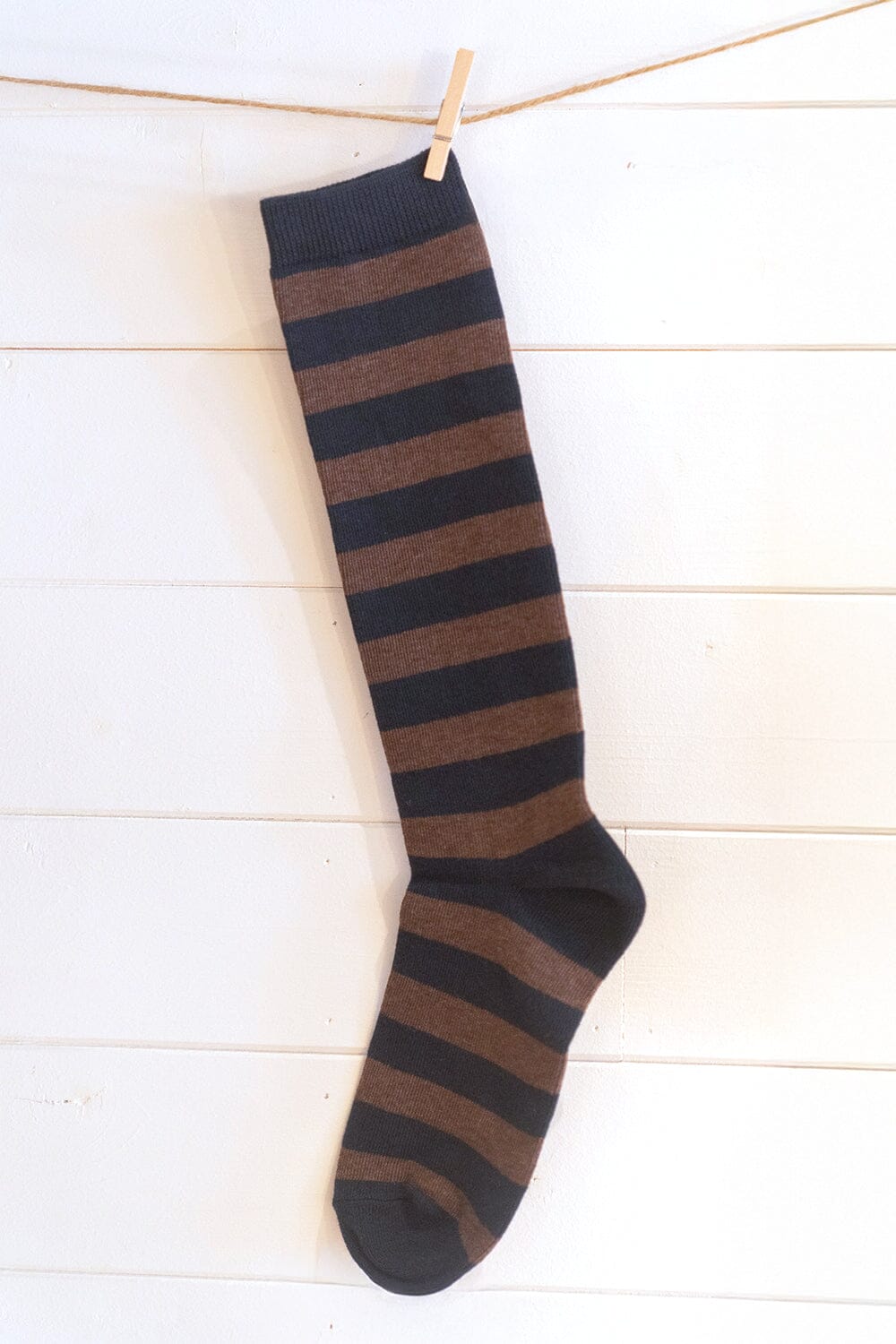 Dark Navy Blue With Brown Stripes