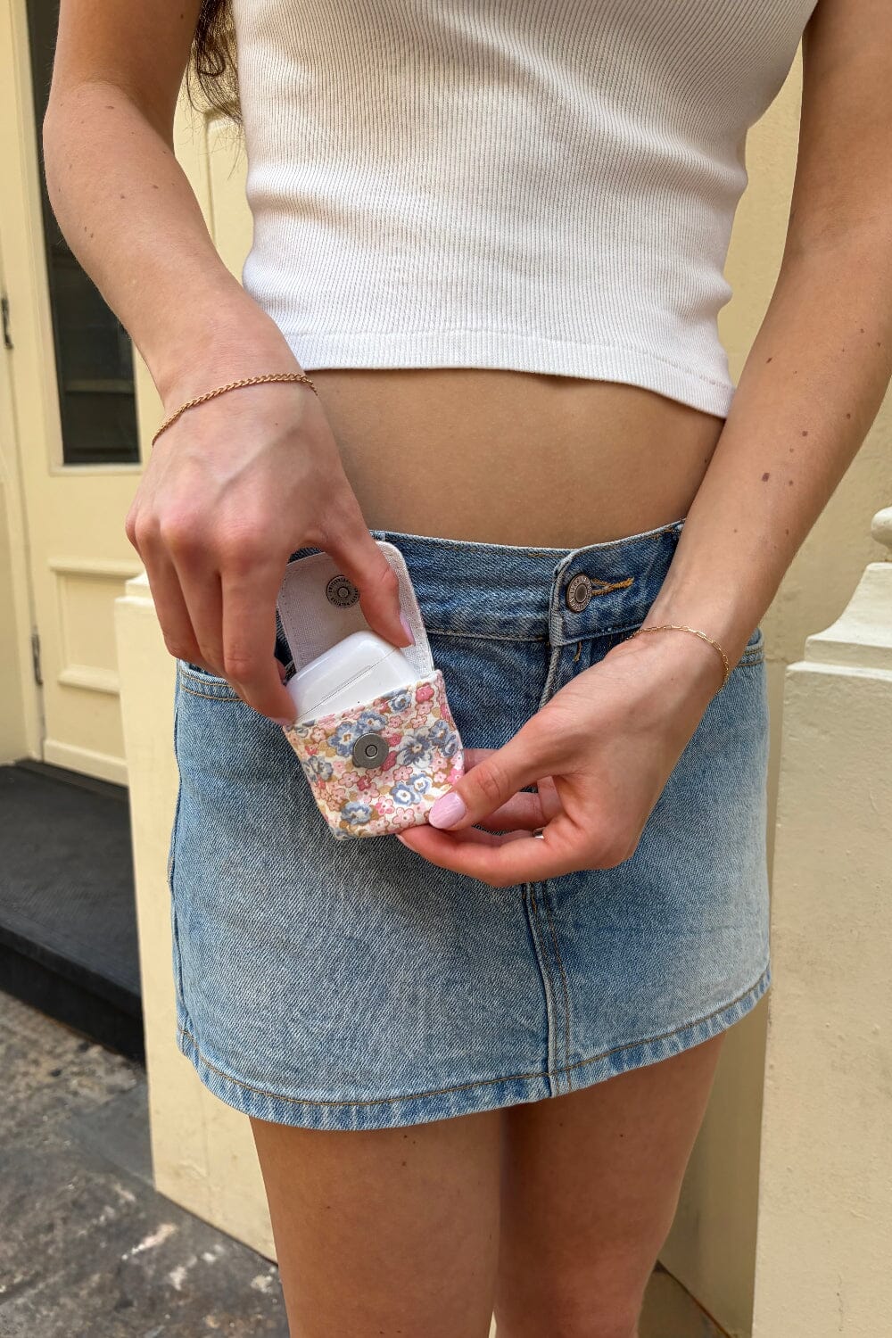 Floral Mini Bag Keychain | Pink And Brown Blue Floral