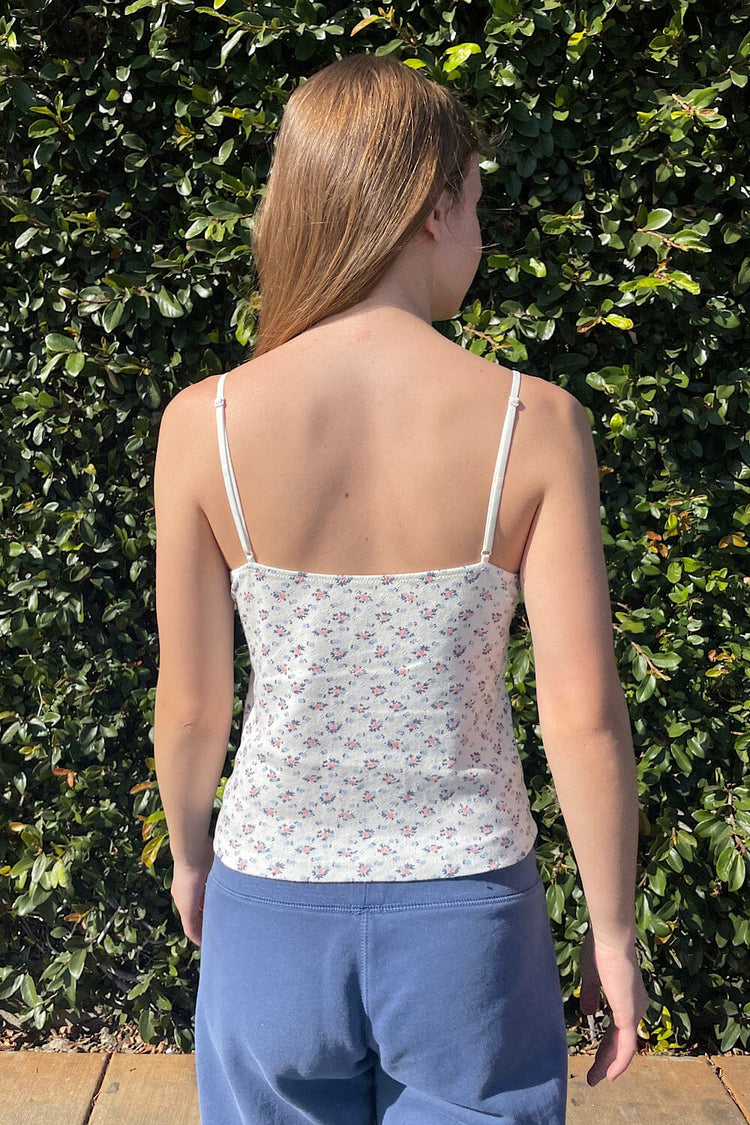 Amara Floral Tank | Pink And Steel Blue Floral / XS/S