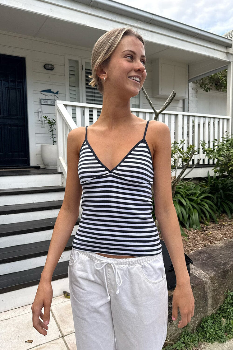 Amara Striped Tank | Dark Navy and White Stripes / XS/S