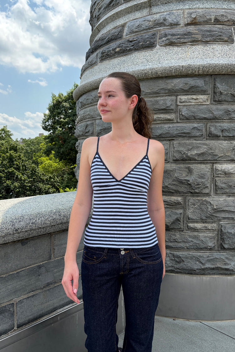 Amara Striped Tank | Dark Navy and White Stripes / XS/S