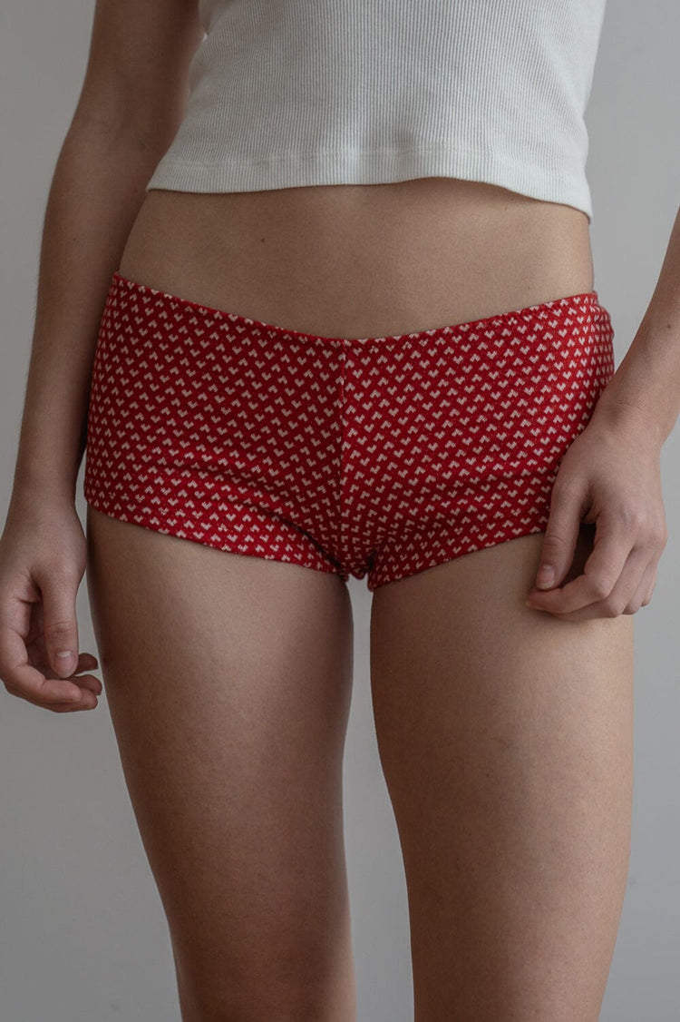 Hearts Hipster Underwear | Red with White Hearts / XS/S
