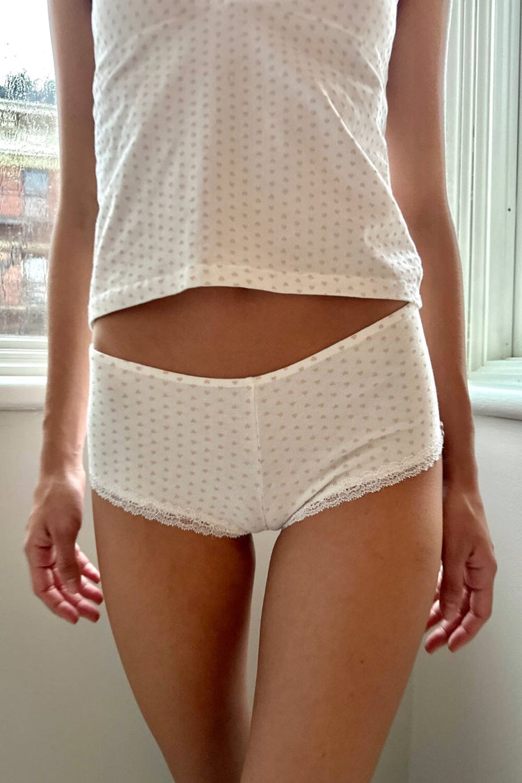 Heart Lace Boyshort Underwear | White / XS/S
