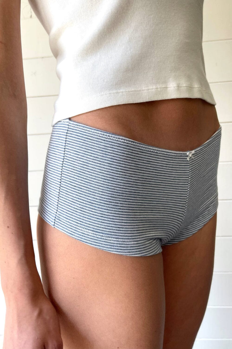 Striped Boy Short Underwear | Light Blue With White Stripes / XS/S