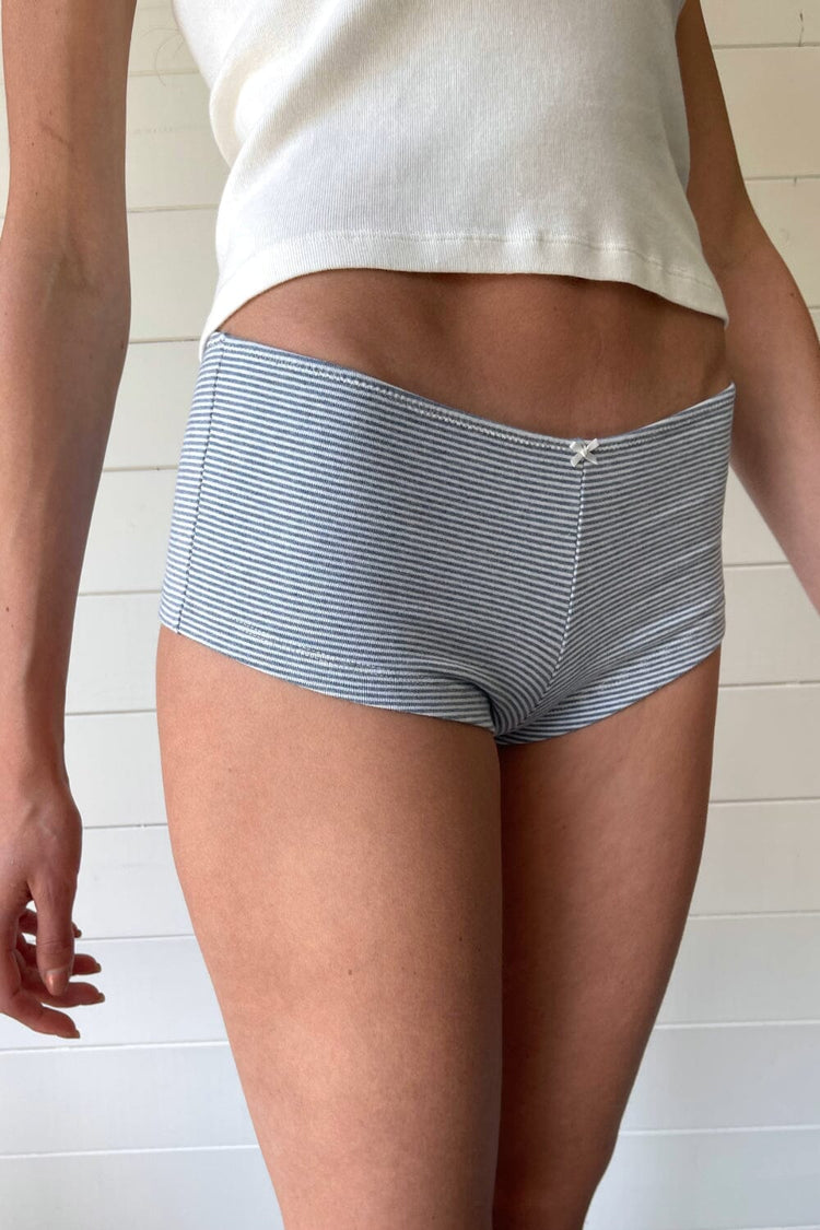 Striped Boy Short Underwear | Light Blue With White Stripes / XS/S