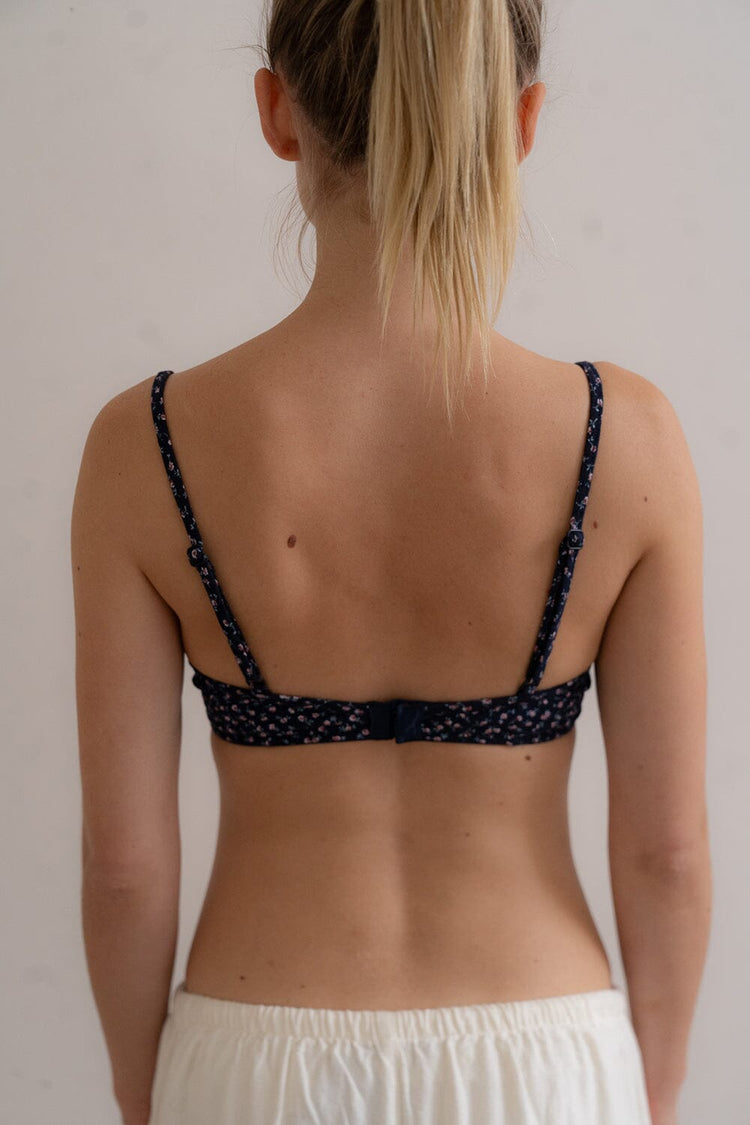 Floral Lace Bra | Navy Blue With Floral / XS/S