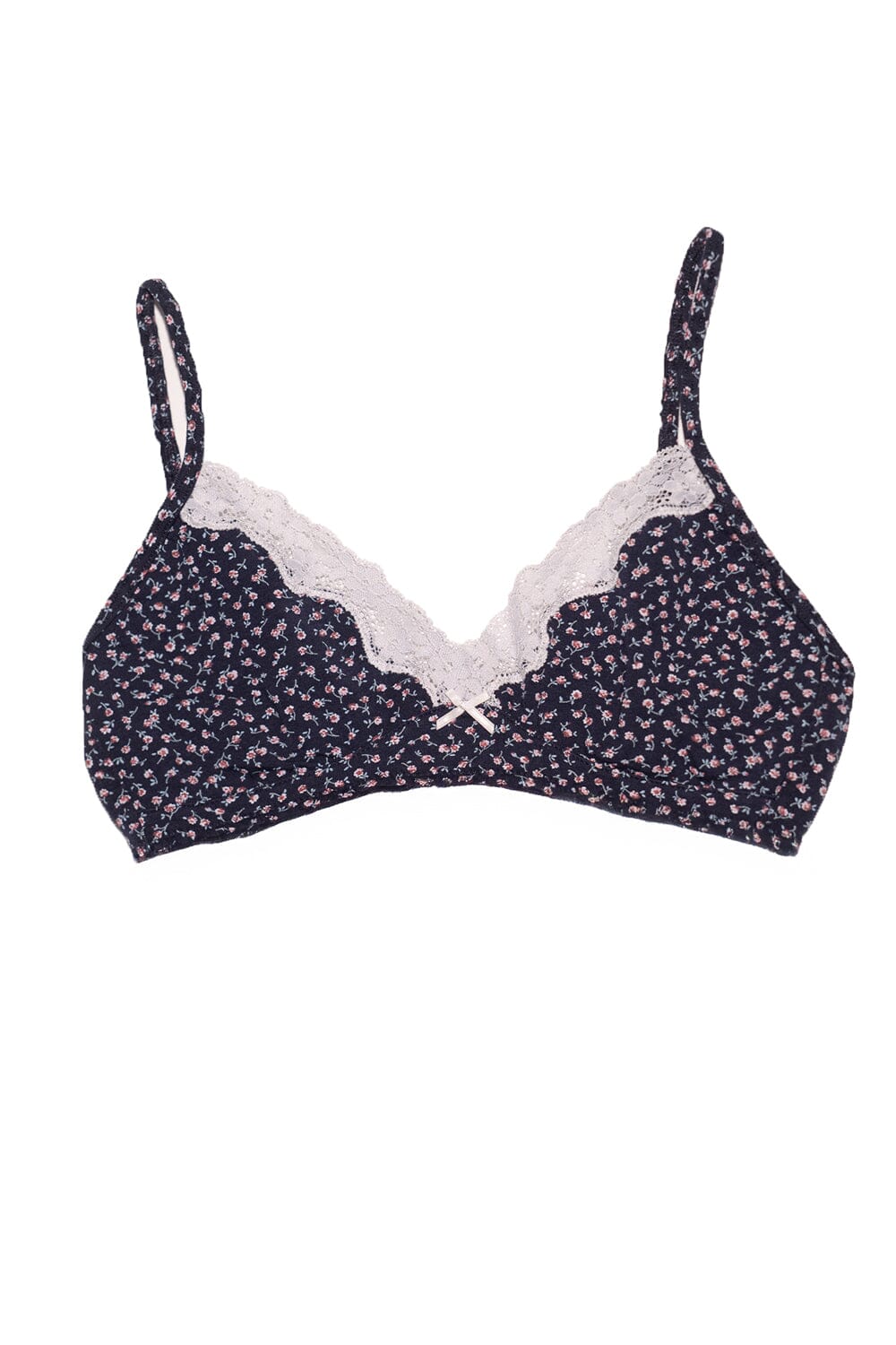 Floral Lace Bra | Navy Blue With Floral / XS/S