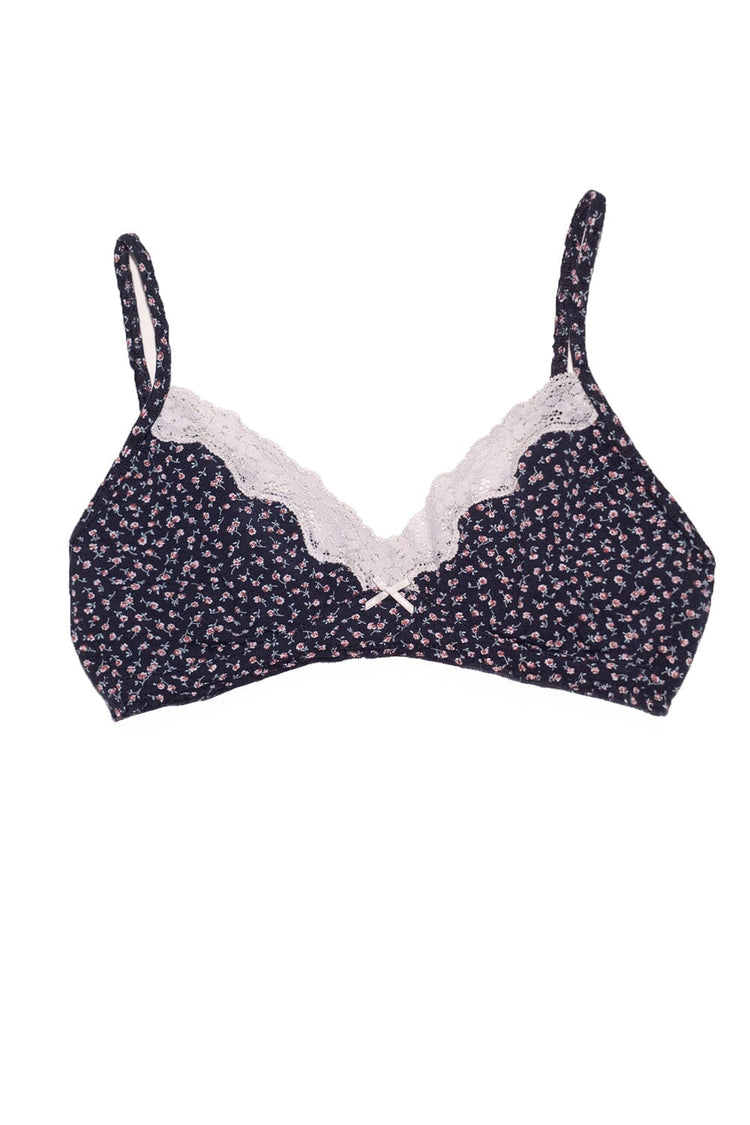 Floral Lace Bra | Navy Blue With Floral / XS/S