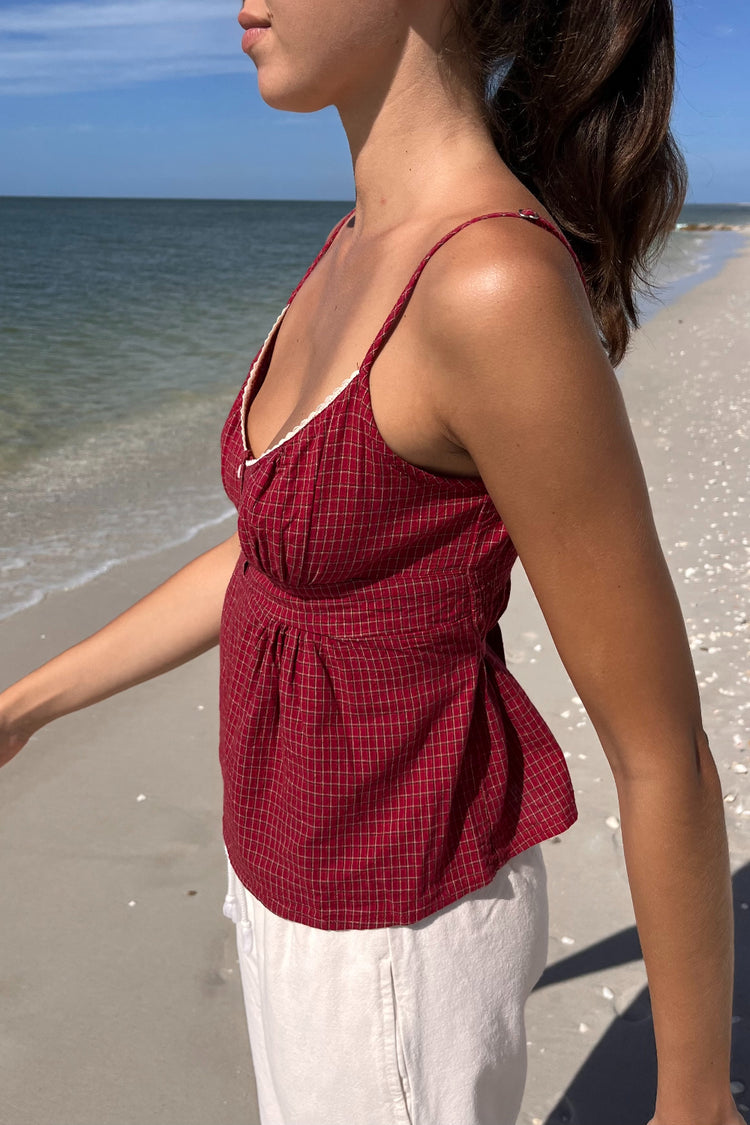 Tiffany Plaid Tank | Red and White Plaid / XS/S