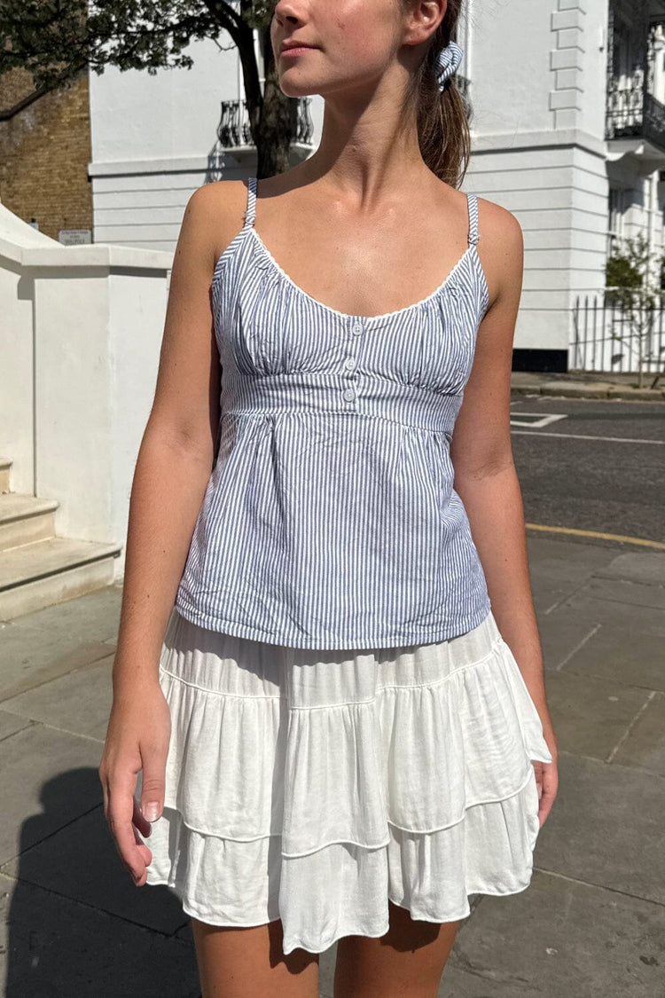 Tiffany Striped Top | Vertical Blue White Stripes / XS/S
