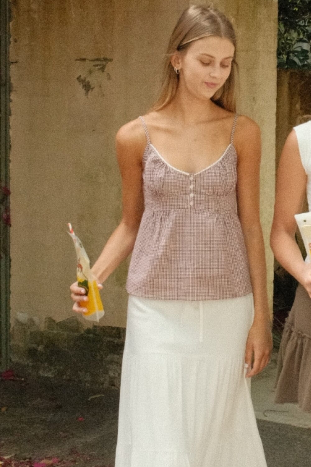 Burgundy And White Checkered / XS/S