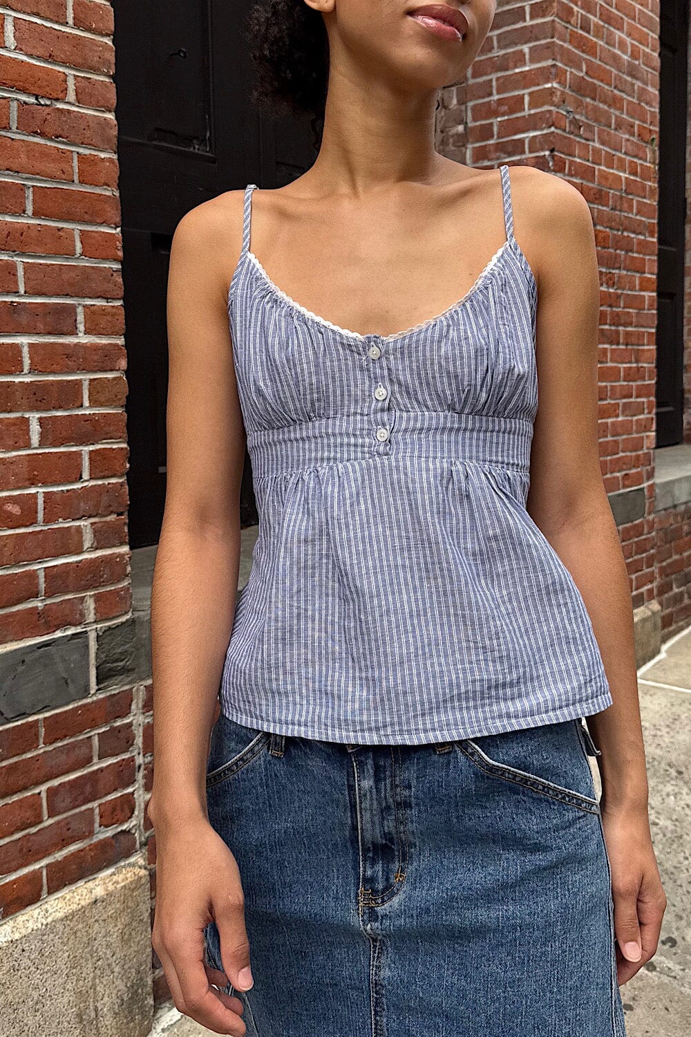 Blue with White Vertical Stripes / S