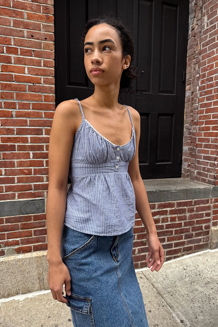 Tiffany Striped Tank | Blue with White Vertical Stripes / S