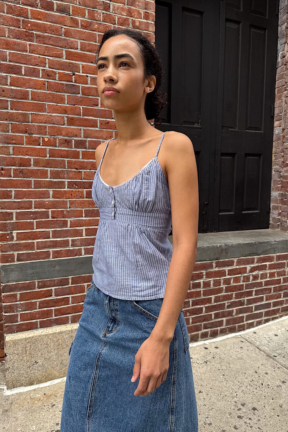 Blue with White Vertical Stripes / S