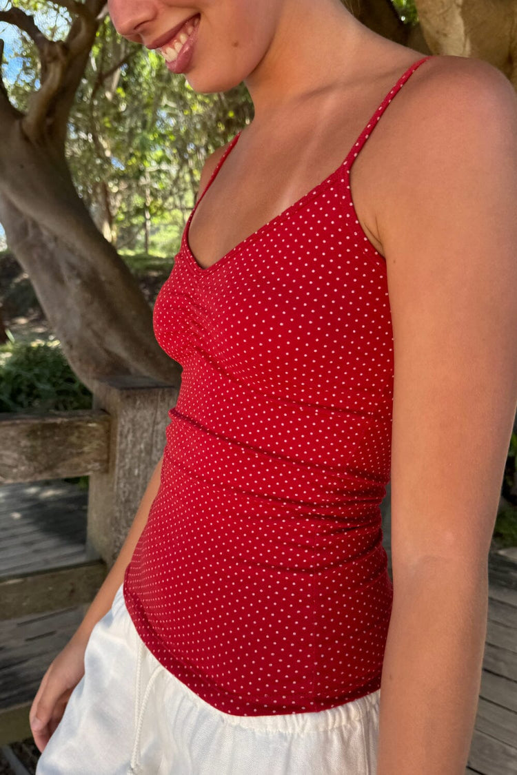 Archie Polka Dots Tank | Red With White Polka Dots / XS/S