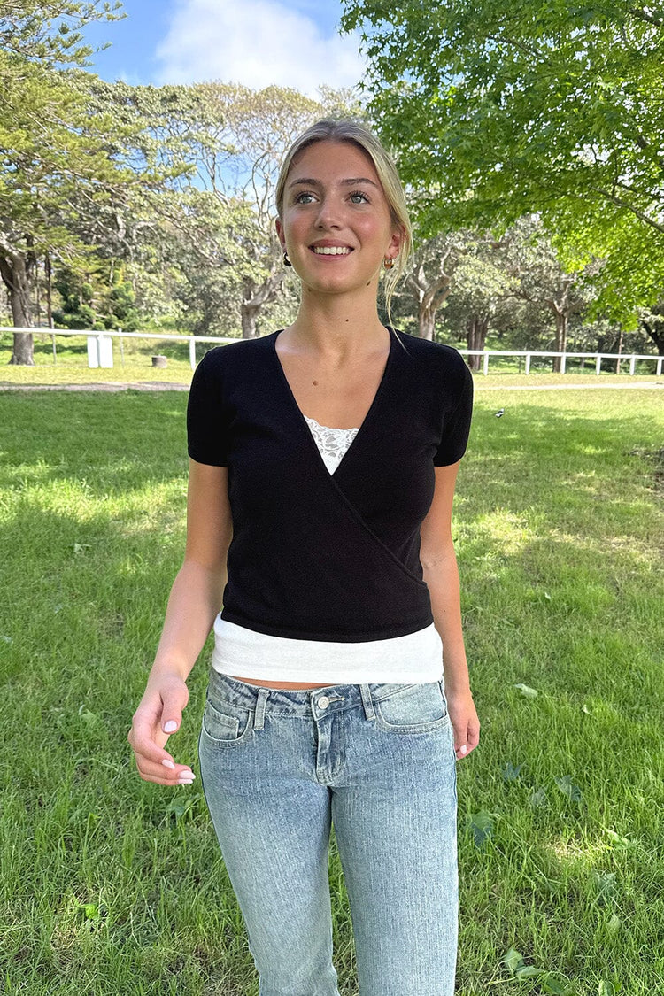 Clara Wrap Top | Black / XS/S