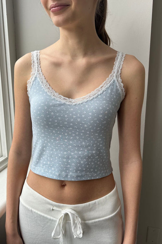 Brandy Melville Floral Embroidered White Tie Strap Top Size XS/S