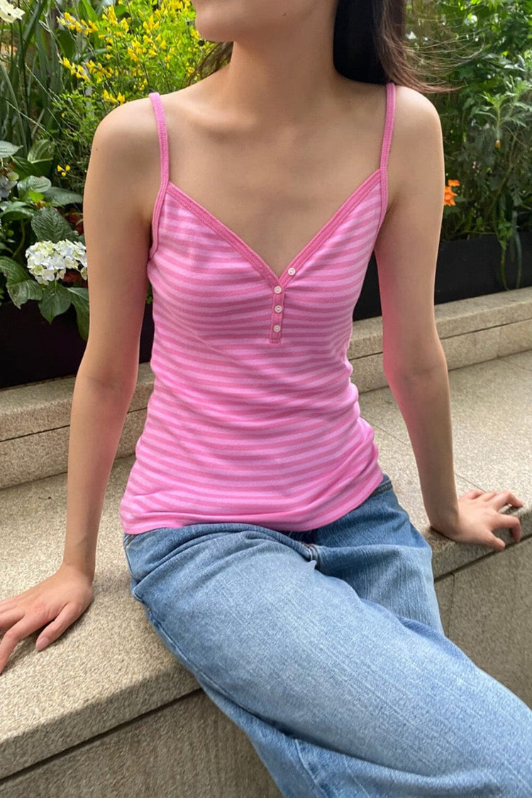 Lorene Striped Tank | Bubblegum Pink and Pink Stripes / XS/S