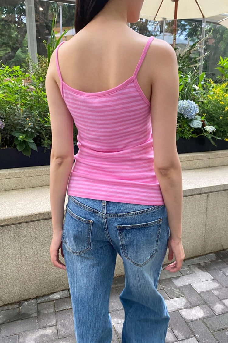 Lorene Striped Tank | Bubblegum Pink and Pink Stripes / XS/S