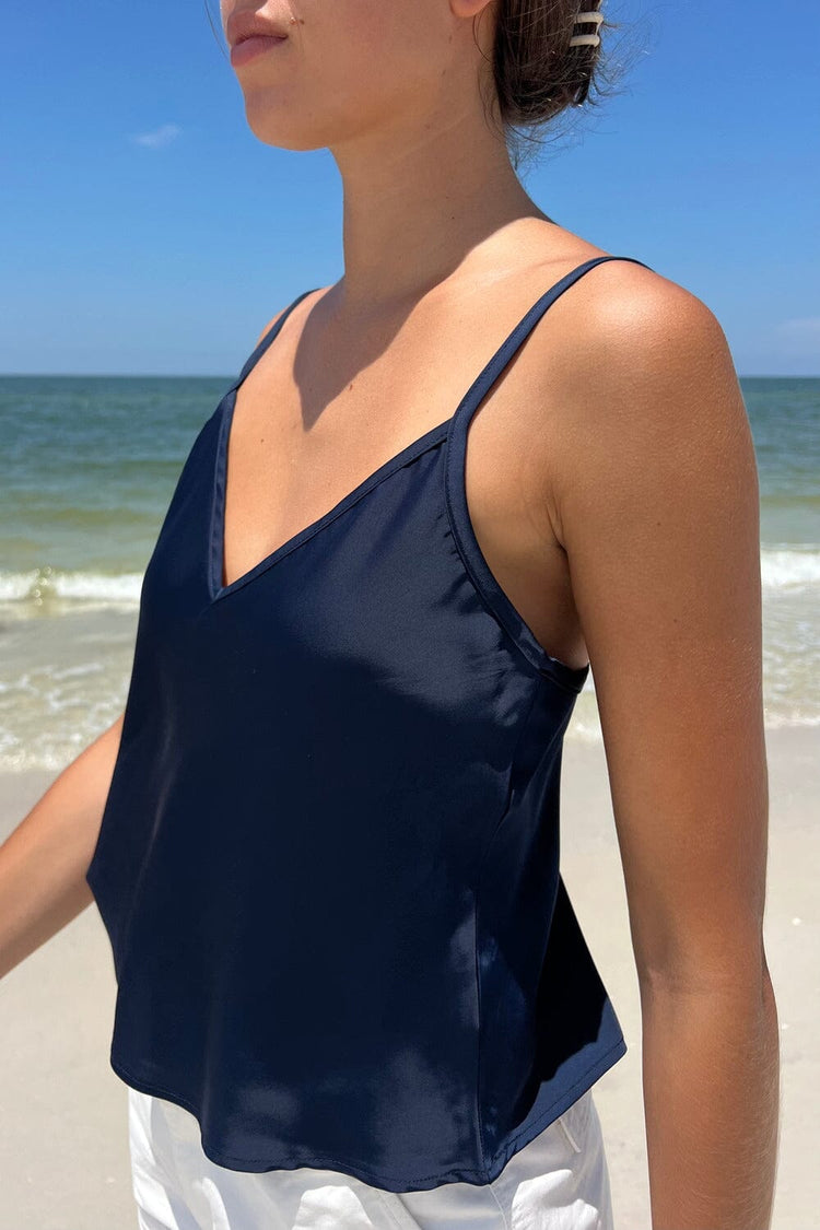 Lorene Silky Tank | Navy Blue / XS/S