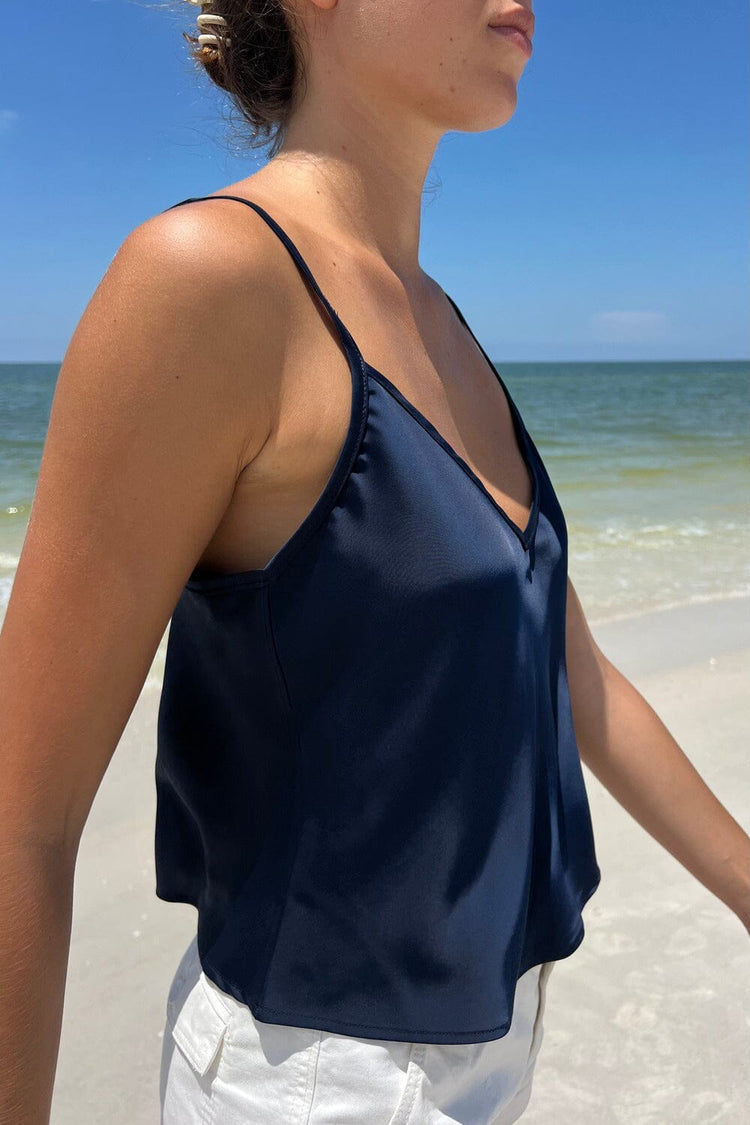 Lorene Silky Tank | Navy Blue / XS/S