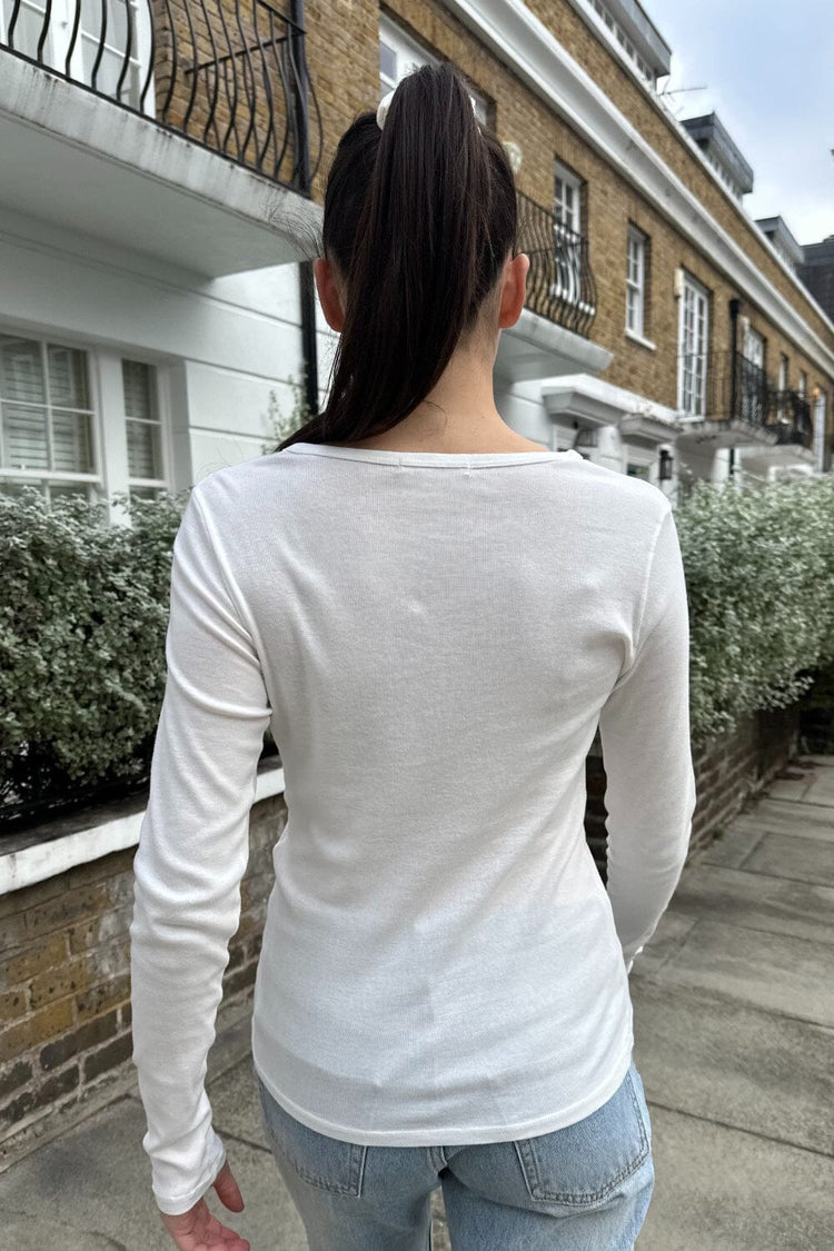 Leah Ribbed Top | White / S