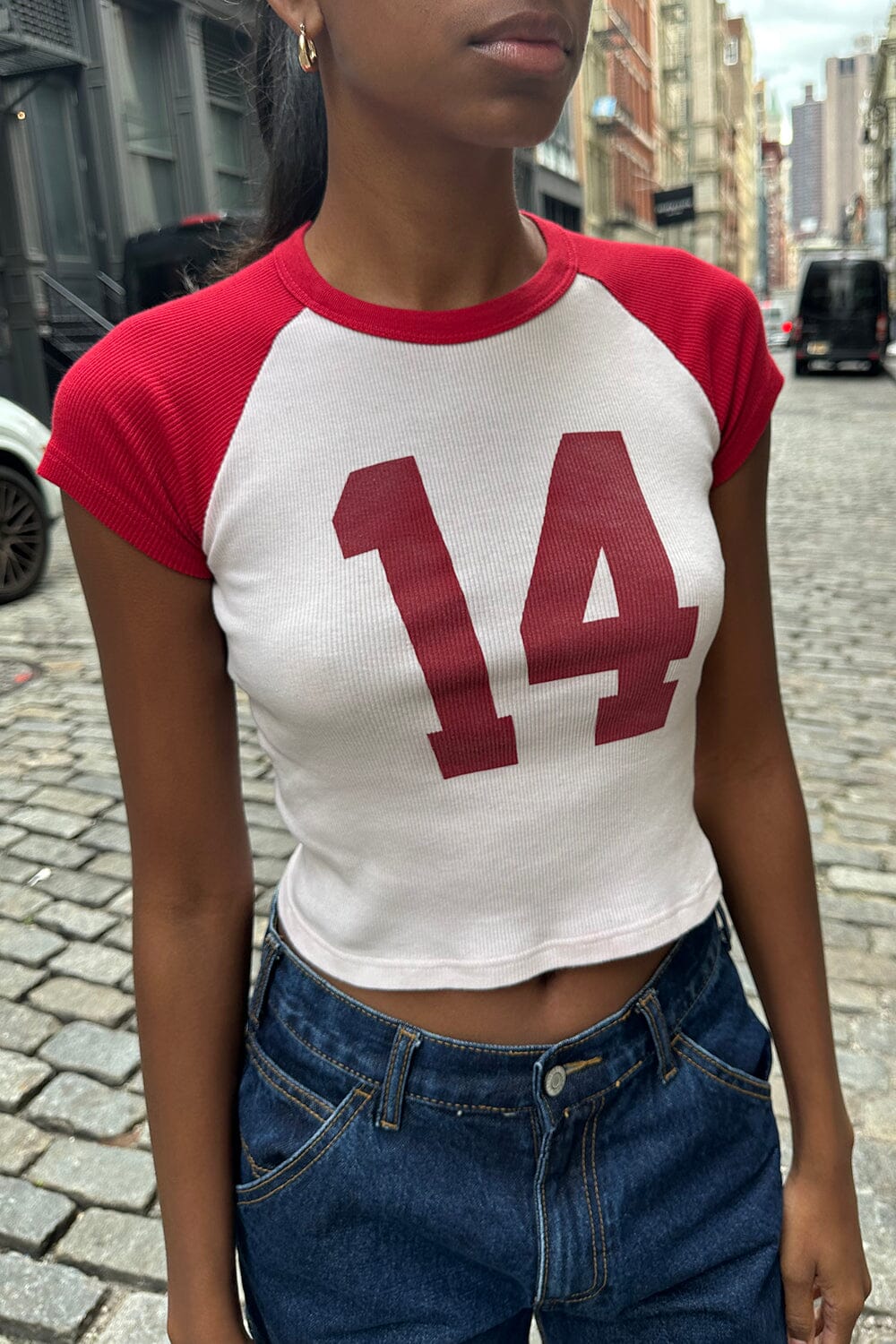 White Red / Cropped Fit