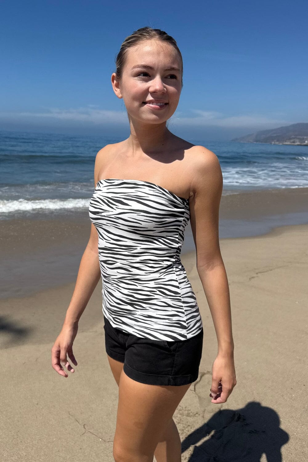 Evelyn Zebra Tube Top | Zebra Print / XS/S