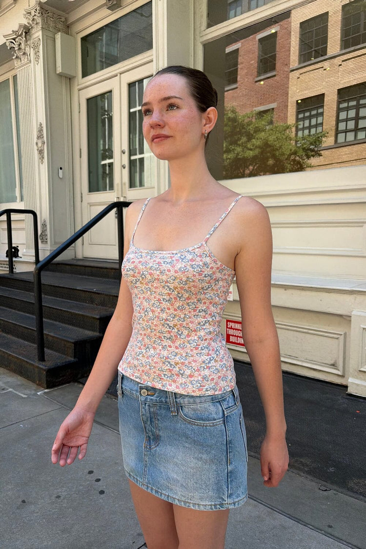 Skylar Floral Tank | Pink And Brown Blue Floral / XS/S