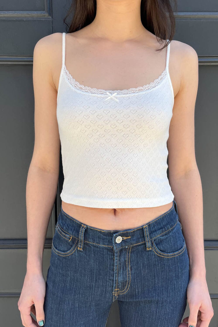 Brandy Melville Amara Lace Heart Tank Top White Size XS - $31