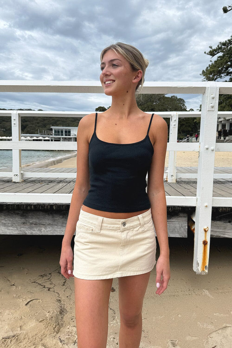 Skylar Ribbed Tank | Black / XS/S