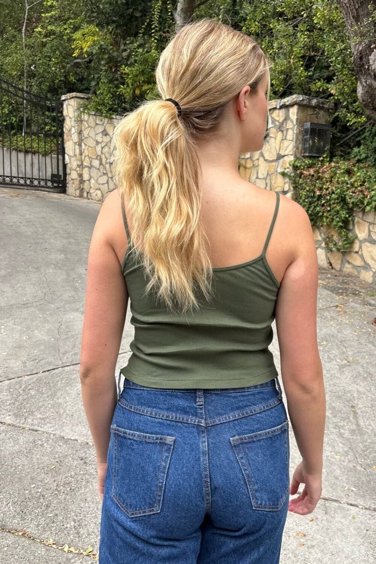 Skylar Ribbed Tank | Forest Green / XS/S