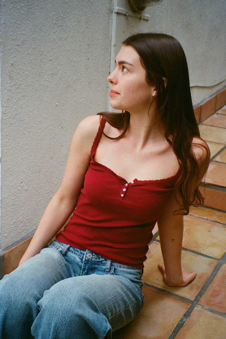 Amaya Lace Tank | Burgundy / XS/S