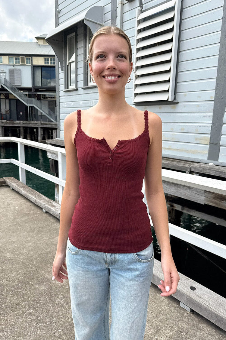 Amaya Lace Tank | Burgundy / XS/S
