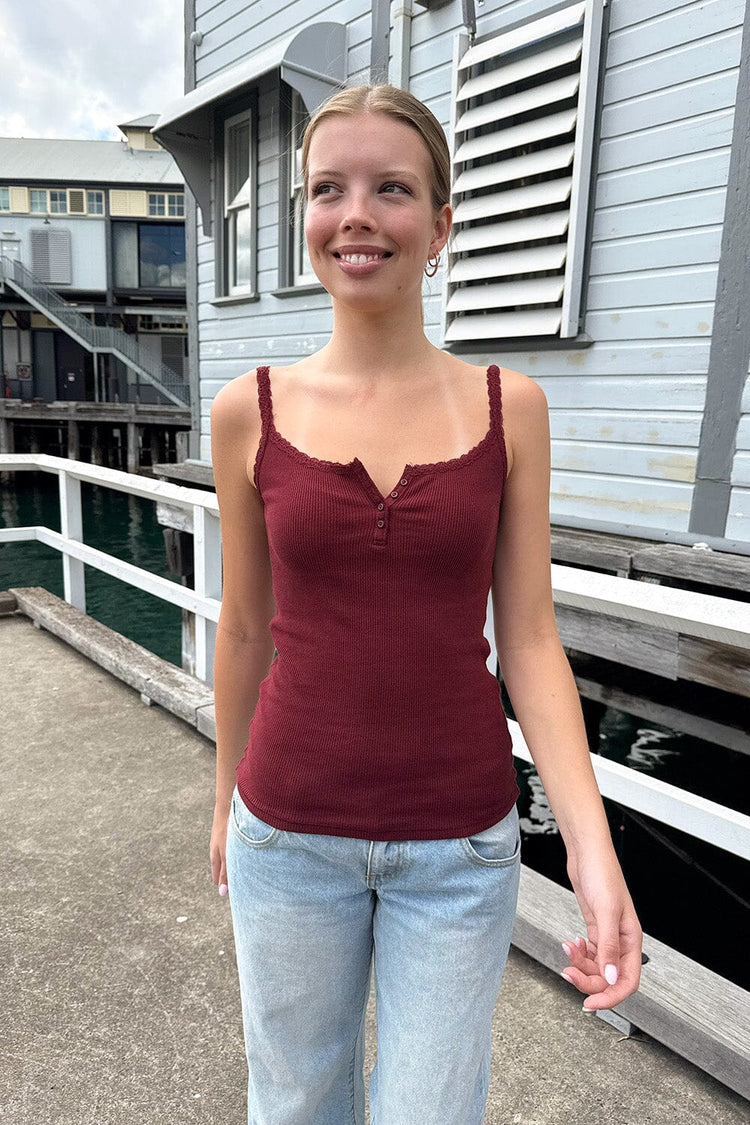 Amaya Lace Tank | Burgundy / XS/S