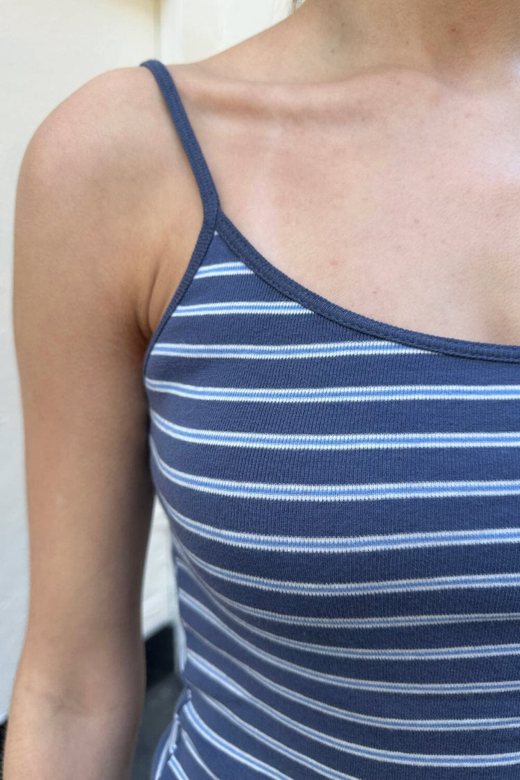 Skylar Striped Tank | Faded Blue With Light Blue and White Stripes / XS/S