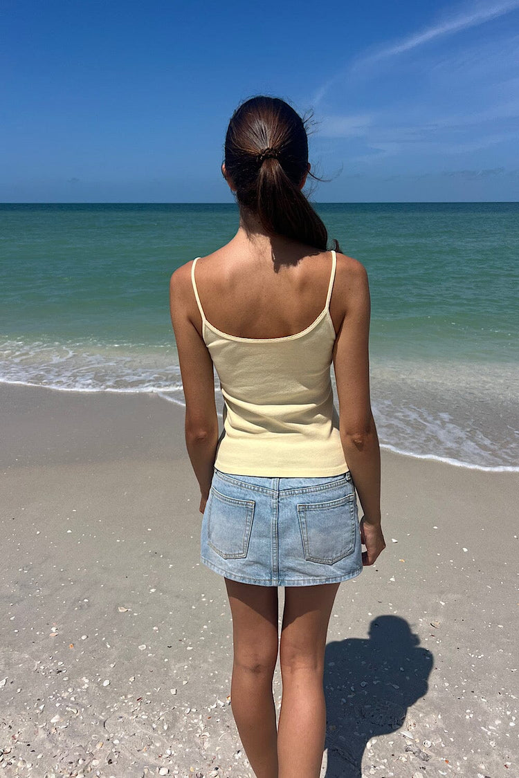 Skylar Flowers Scalloped Tank | Pastel Yellow / XS/S