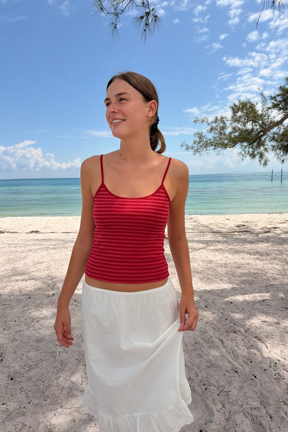 Skylar Striped Tank | Red With Light Red Stripes / XS/S