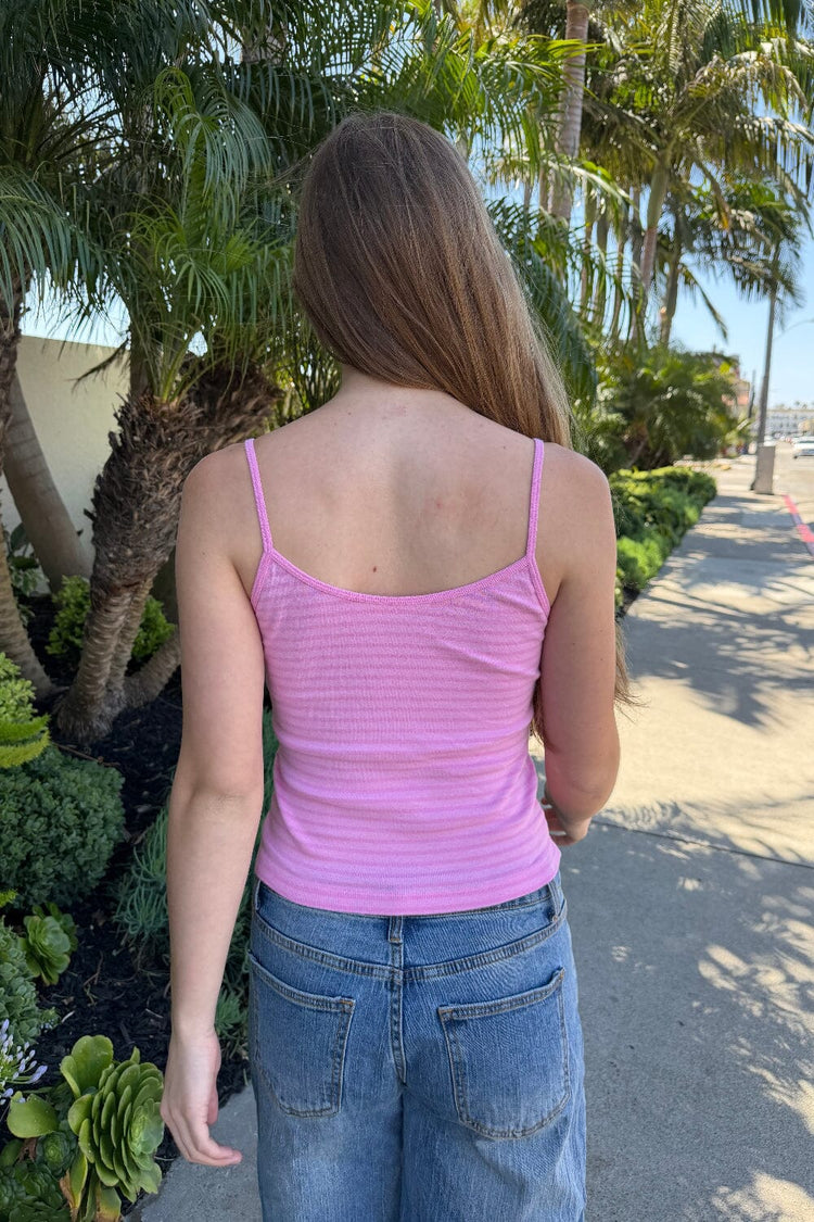 Skylar Striped Tank | Bubblegum Pink and Pink Stripes / XS/S