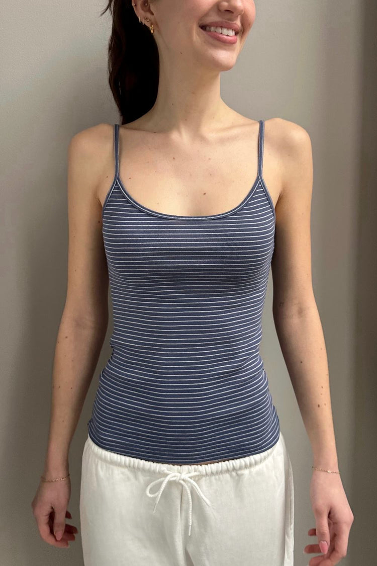 Skylar Stripe Tank | Faded Blue With White Stripes / XS/S