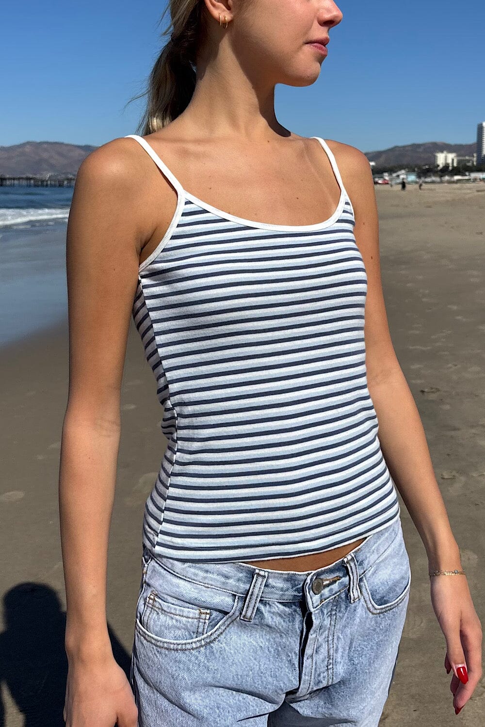 White With Navy And Light Blue Stripes / XS/S